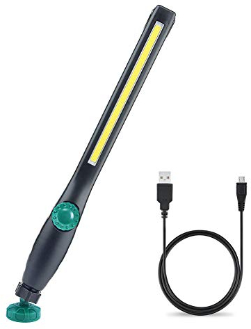 Linterna de Trabajo COB LED Recargable Iman Profesional, Linterna Trabajo LED Recargable USB, Luz de Trabajo Portatil, con Gancho, Base Imán, Cable USB para Casa Auto Camping Emergencia Reparacion