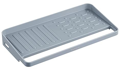 YOHOM Porta Esponjas con Ventosa Soporte de Esponja para Fregadero de Cocina Organizador Fregadero Bandeja de Goteo, Gris