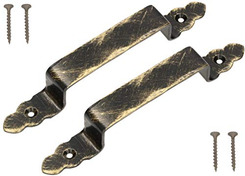 KOTARBAU® 2er Set Geschmiedeter Türgriff Schwarz + Altgold Antik Stahltürgriff für Türen Tore Pforten 200mm