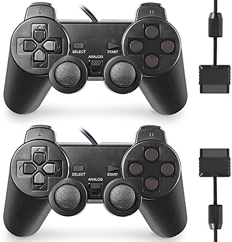 GBCON Wired Controller for PS2 High Performance Double Shock Gamepad Joystick Remote Compatible with Play station 2 (Black and Black)