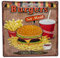 Mehr Relief-Schilder hier... Burger, Fries & Cola, Vintage Deko Diner Foodtruck, Barschild, geprägtes Menue Blechschild 38 x 38 cm, Wanddekoration, Küchenschild