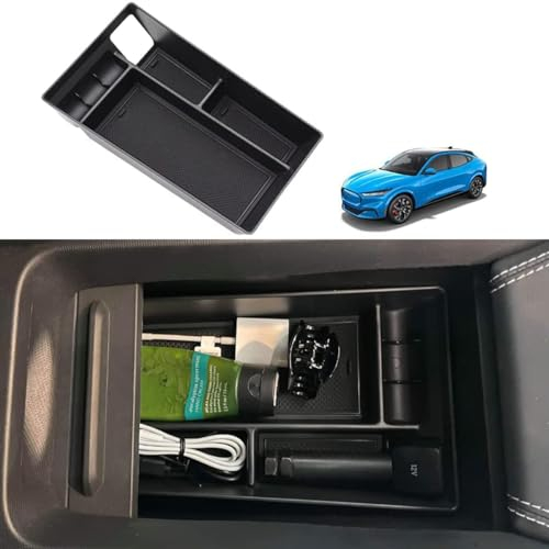 BestEvMod AOSK für Mustang Mach-E Armlehne Aufbewahrungsbox Organizer Mittelkonsole Tablett Zubehör 2021 2022 2023 2024 (V1) 2