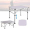 POWERTOOLS Small Foliding Table, Foldable Fishing Table Outdoor, Lightweight Extra Strenght Aluminium Portable Low Camping Picnic Hiking BBQ Tables that Fold Up with 2 Height and Carry Handle, White