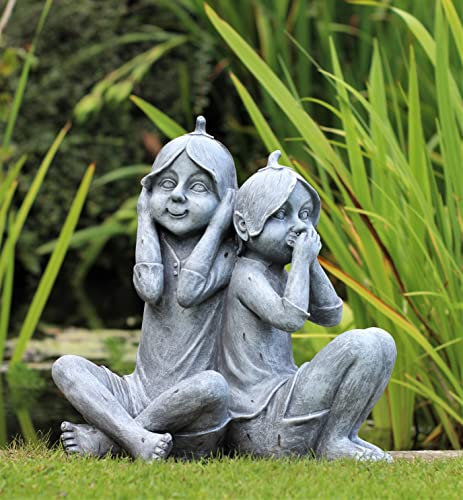 HH Home Hut Garden Ornament Fairy Door Elf Pixie Steps Wooden Stone Magical Outdoor No Hearing No Saying Grey