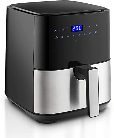 TUKAILAI 5L 1450W Digital Heizluftfritteuse mit 8 Presets Rezepten, Antihaft-Korb, schnelle Luftzirkulation für den Heimgebrauch, LED-Anzeige 80-200℃ Einstellbare Temperatur 60-Minuten Timer