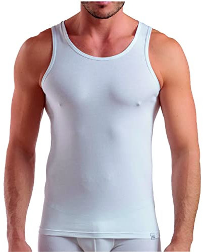 1 Pezzo Canottiera Coveri Uomo Spalla Larga ET1132 in Filo di Scozia (Bianco, 4/M)