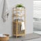 [en.casa] Bambus Wäscheregal Tidaholm 118 x 40 x 31 cm Wäscheschrank mit 2 Ablagen Wäschesammler Wäschebox herausnehmbare Wäschetasche