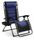 SereneLife Faltbarer Outdoor Zero Gravity Gepolsterter Rasensessel, verstellbare Stahl-Netz-Liegestühle, mit abnehmbaren Kissen und Getränkehalter-Seitentischen, Legierter, blau/schwarz, One Size