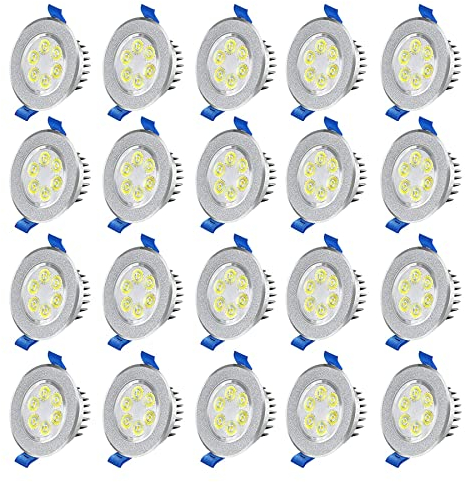 Froadp 20 Stück Einbauleuchten Decken, 230V LED Deckenleuchte Flach Einbaustrahler Set, Aluminium Deckenspots Haushalt, Ultraslim LED Spots für Wohnzimmer Bad Küche Büro (3W, Kaltweiß)