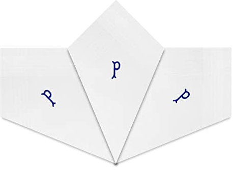 Warwick & Vance Taschentücher für Herren und Herren, Satin, mit blauen gestickten Initialen, 3 Stück, P, 40cm x 40cm