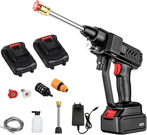 Upxiang Autolavaggio,Idropulitrice Senza Fili 60Bar 300W Idropulitrice ad Alta Potenza con Batteria Ricaricabile per irrigazione per Pavimenti per recinzioni Auto, EU plug