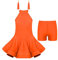 iEFiEL Mädchen Quasten tanzkleid latein Salsa Bauchtanz Outfit Tanzkostüm Crop Top+Rock+Ohrringen+Armstulpen Wettbewerb Pailletten Kleider X Orange 134-140
