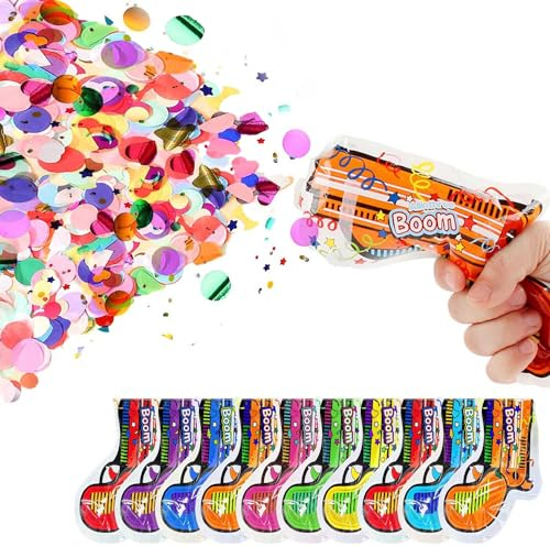 Konfetti Kanone, 12 Stücke Konfettikanone, Glitzerpapier Konfettikanone Hochzeit, Biologisch Abbaubar Konfettipistole, Umweltfreundlich Party Popper Geeignet für Karneval Geburtstag Hochzeit Jubiläum