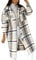 EFOFEI Femmes Long Manteau Tartan Manteau D'hiver Longue Veste Classique Longue Chemise à Carreaux Veste D'hiver Chaude En Vrac Apricot XXL