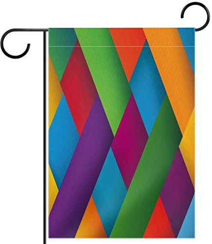 Kreuz-Streifenmuster, grün, gelb, lila, rot, blau, Gartenflagge, vertikal, doppelseitig, saisonale Bauernhaus, Hof, Outdoor-Dekorationen