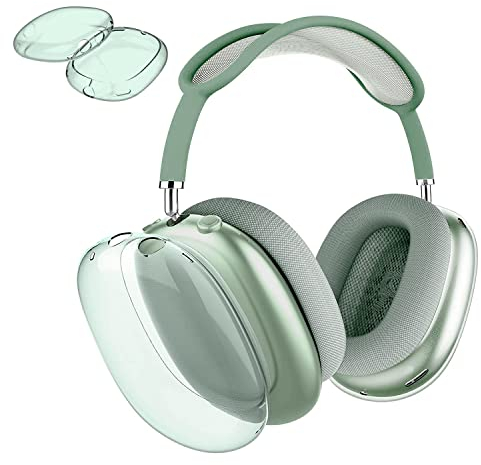 Aircawin Custodia protettiva trasparente antiurto per Airpods Max, custodia protettiva in morbido TPU anti-graffio, senza ingiallimento, accessori trasparenti per cuffie Apple AirPods Max, verde
