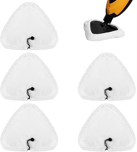 Opopark 5 Pack Steam Mop Pads,Triangle Microfiber Cleaning Cloth Compatible with X5 Steam Mop Cover,White Cleaning Pad Triangle Replacement Mops Pads for HD Steam Mop and Handheld Steam Cleaner
