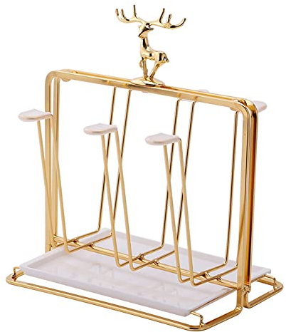 Anlayliay Water Draining Cup Holder Luxury Glass Rack Household Water Cup Drain Stand 6 Cups Kitchen Tool Organize Cup Drying