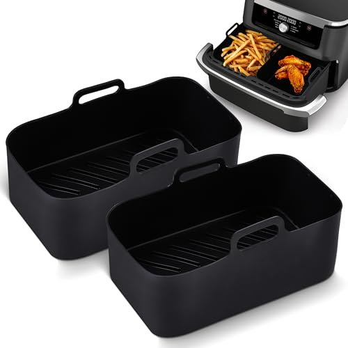 Plemont Fritteuseneinsätze Reusable Silicone - Hitzebeständiges und rutschfestes Zubehöre für gesunde und umweltfreundliche Lebensmittelzubereitung - Backofen, Mikrowelle - 2er-Packung