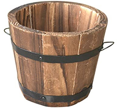 NOLITOY Pflanzkübel Aus Holzfass Pflanzgefäße Eimer Für Whiskyfässer Holzbehälter Im Freien Rustikaler Blumenkübel Pflanzenbehälter Box Retro-gartenblumentopf Großes Becken Bambus Runden