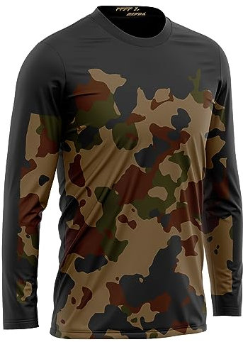 FFFF & OLFEH MTB Jersey Langarm,Mountainbike-Trikot für Männer,Motocross-Shirt Langarm,Fahrrad Trikots Motocross BMX Racing T-Shirt Downhill Radsport Kleidung (FF12,L)