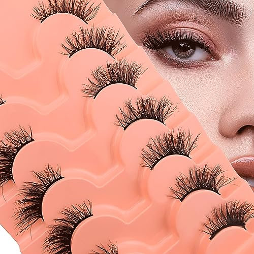 7 paires de demi-cils moelleux Cat Eye, 15mm yeux de chat courts Cils artificiels look naturel, 1/2 coin Faux cils Set, 3/4 Corner Cils Réutilisables Cils de maquillage légers(ZF05)