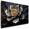 Feeby Bilder Gold 3D Blumen Botanik 90x60 cm 1 tlg Schlafzimmer Modern Deco Panel MDF Kunstdruck Wand Bild Wanddeko Design Wohnzimmer Büro Flur Hotel Spa Pflanzen Florales Motiv Natur Schwarz