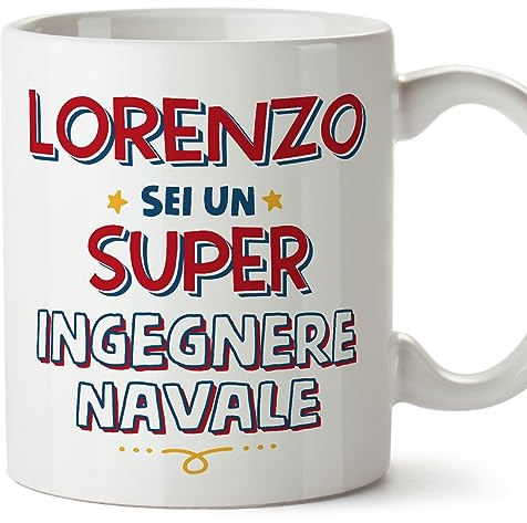MUGFFINS Tazas Personalizadas para INGENIERO NAVAL hombre - En Italiano - Sei Super - 11 oz / 330 ml - Regalo Personalizable original y divertido