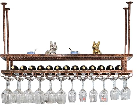 SAGIDAR Regal Weinglas Aufbewahrung, Weingläser Halter Aufhängen Farbe Bronze, Langlebig Und Robust, Weinglas Abtropfgestell 60cm-200cm, Weinglasregal Aus Metall Höhenverstellbar