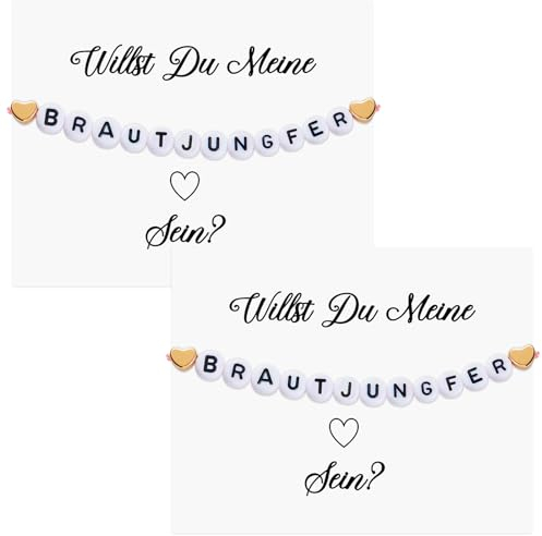 Otuuz 2er Pack Brautjungfer Fragen Geschenk Set Enthält Verstellbares Brautjungfer Armband Brautjungfer Fragen Karte Handgemachte Geschenke für Trauzeugin Brautjungfer Geschenkidee (Stil 1)