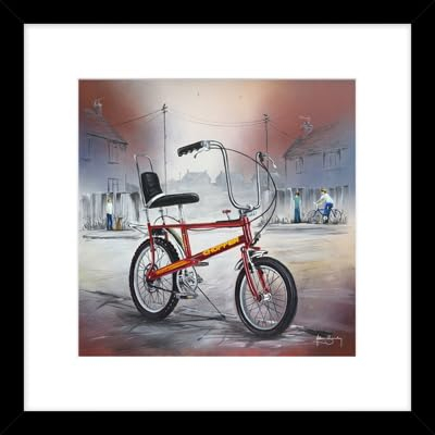 Artko Raleigh Chopper Bicycle Framed Print - Star of the Street Painting by Adam Barsby - Car Themed Artwork - 43.5 x 43.5 cm