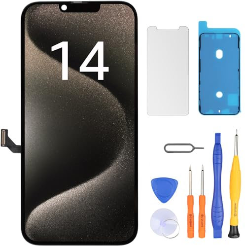 LL TRADER Display für iPhone 14 LCD 6.1 Bildschirm Ersatz FHD Touchscreen 3D Touch Digitizer Rahmen Montage und Reparaturkits (Modelle A2649, A2881, A2882, A2883, A2884)