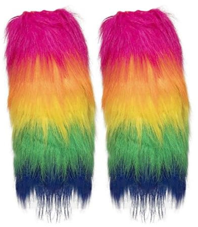 Momolaa Faux Fur Leg Warmers for Women Girls -Winter Leggings Boot Toppers Boot Covers Fluffies Cuffs Furry Leg Warmers Long Boot Cuffs Cover/Boot Sleeves #1_Hot Pink