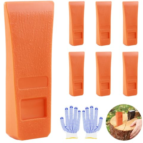 UptVin (8 Set 6 Fällkeil Kunststoff,2 Double Gloves,1 Tasche, Baum-Fällkeil,Spaltkeil für Holz,ABS-Kunststoff Holzspaltbaum Schneidekeil,Fällkeil Kunststoff für kontrollierten Fällen von Bäumen