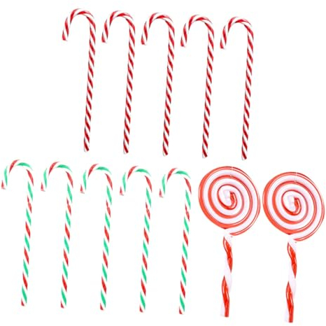 HOMSFOU 12st Weihnachtsdekorationen Weihnachtsbaum Dekor Gefälschte Bonbonbaumdekorationen Zuckerstange Weihnachtsschmuck Weihnachtsbaumanhänger Zuckerstangen Geschenk Plastik Lutscher