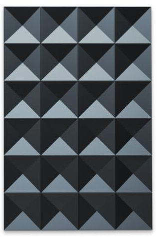 teileplus24 DAL07 3D Wandbild Metall | 3D Wanddeko Wohnzimmer Dekoration | 90 x 75 cm | 3D Wandpaneele, Farbe:Schwarz 24er Set