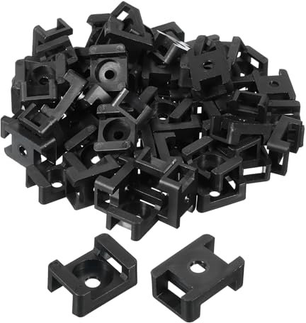 sourcing map 500pcs Cable Tie Base Saddle Type Mount Wire Holder, 22.3x15.9x9mm Wire Clips Organizer Holders Clamps for Electronic Wires Organized, Black 0.17 Dia