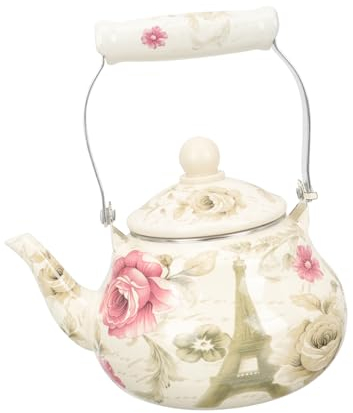 Zerodeko Enamel Teapot Mit Keramikgriff Für Gasherd Und Induktionskochen Romantisches Design Cremeweiß Für Stilvolle Teestunden Und Hauswärmungsgeschenke
