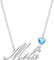Kraven Damen Kette mit Namen Blauer Geburtsstein-Anhänger Halskette Namenskette Geschenk Personalisiert Damenkette Buchstaben Kette Geschenkidee für Frauen Teenager Mädchen Tochter (Mila)