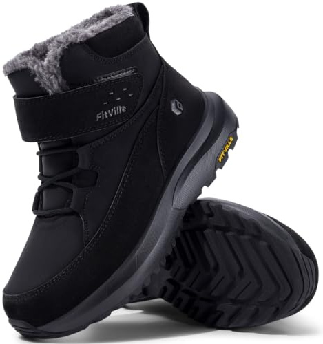 FitVille Stivali da Donna Invernali Pianta Larga Scarpe da Neve con Pelo Impermeabili Foderate Calde Stivali corti da Esterno Antiscivolo