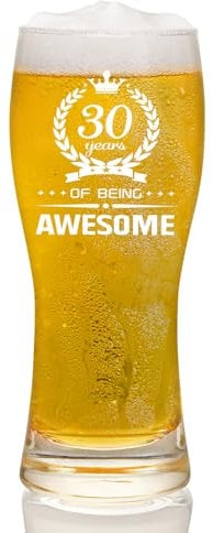 Joymaking Personalised Beer Glass for Men - 30th Birthday Gift Ideas, 15oz Pint Glass