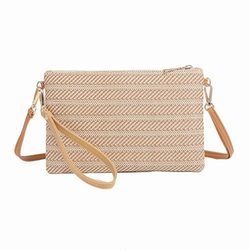 Siyecioa Sacs à Bandoulière Tissés en Paille pour Femmes, Sac Bandouliere Paille, Sacs Décontractés pour Téléphone Portable, Petit Sac a Main Femme, Osier Pochette Téléphone Boheme
