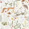 VEELIKE Dschungel Tapete Weiß Pilztapete Boho Tapete Wald Tropische Blumentapete 44.5cm x 300cm Mustertapete Kaninchen Schlangen Selbstklebende Tapete Blumen Fototapete Schlafzimmer Kinderzimmer