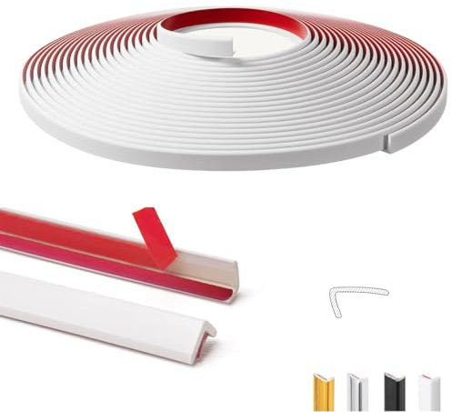 Garniture Murale Autocollante,Moulure porte,En forme L Baguette de finition PVC,Pour Armoire/Cadre de Miroir/Plafond/Armoire/Bord Mural/DéCoration De La Maison.(3M Blanc)