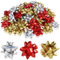 Wilhelm Sell® 60x Geschenkschleife selbstklebend - 5 x 2 cm Bunte Schleifen für Geschenke - dekorative Fertigschleifen für Weihnachten, Geburtstage und Hochzeiten (goldfarben/silberfarben/rot)