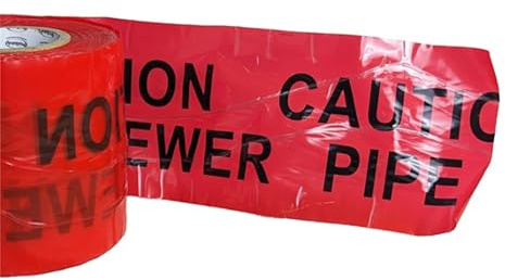 PDL – PegDev - Detectable Underground Warning Tape 150mm (Sewer Pipe), Traceable Marker for Buried Pipes & Services (10M)