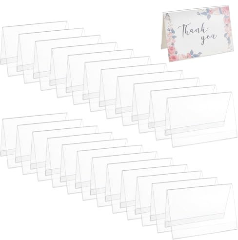 BENECREAT 24 Pack Clear Plastic Name Plates, 15x10cm Name Tent Holders, V-Shaped Name Display Board for Desk Office Business Conference Meetingroom School