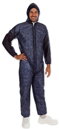 FRANZ MENSCH 50 Stück Hygonorm Overalls Light mit Kapuze | PP, dunkelblau, XL, Einweg Overall, Hygienebekleidung, Schutzanzug