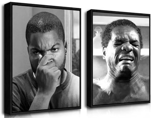 Lustiges Badezimmer-Wandkunst-Set mit 2 Stück – schwarzer schwebender Rahmen, schwarz-weiß, Vintage-Komödie Filme, Poster, lustiger WC-Humor, Duft, Wanddekoration, Drucke für Badezimmer, Dekoration,