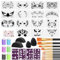 36 Stück Schablonen Schminken Set, 15 Schminkschablonen Gesicht, Malen Schablonen Wiederverwendbare mit 10 Pinseln, 10 Schwämme, 1 Blatt Diamant Aufkleber für Partys Halloween Karneval